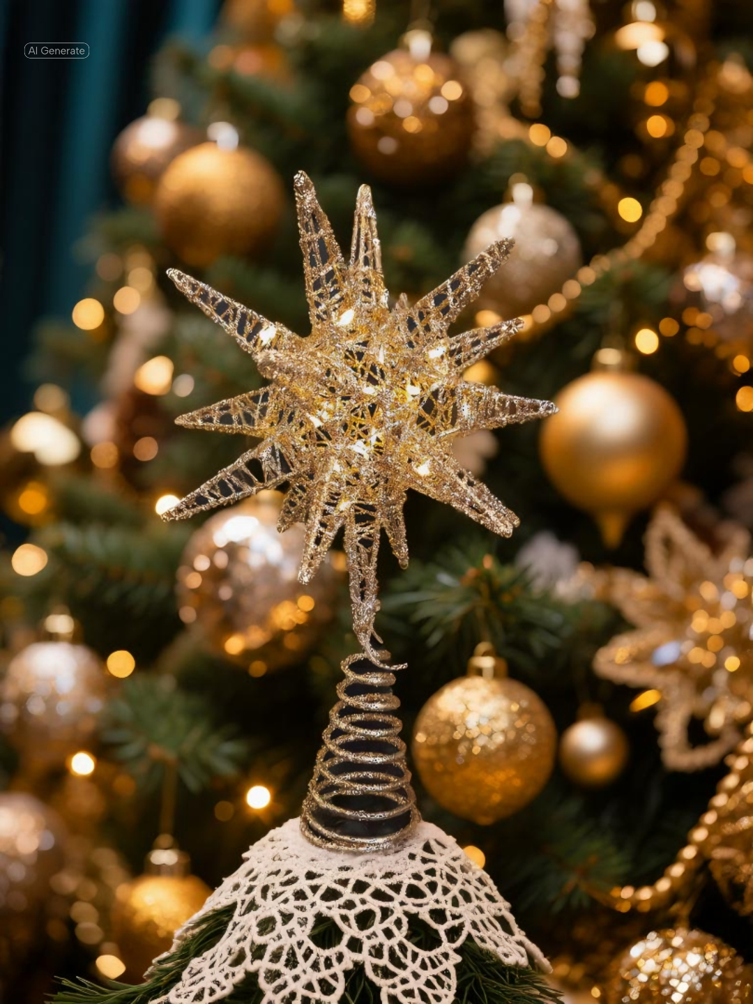 Glitter Starburst Tree Topper (Gold & Silver)