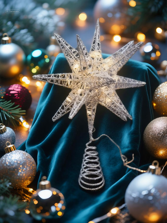 Glitter Starburst Tree Topper (Gold & Silver)