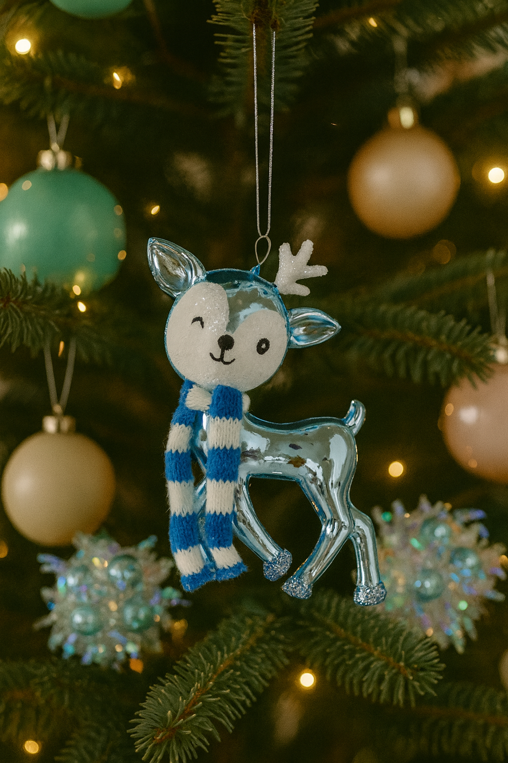 Frosty Blue Reindeer Ornament