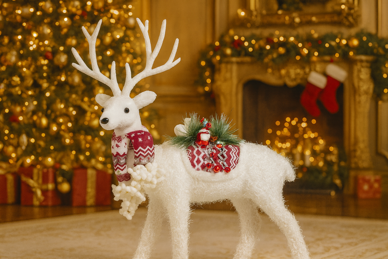 Elegant Large Reindeer with Festive Saddle