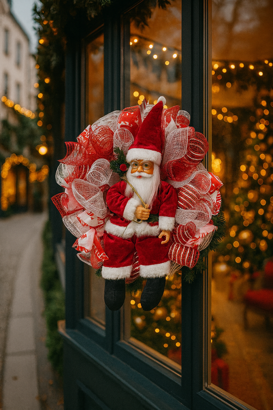 Classic Red & White Santa Wreath