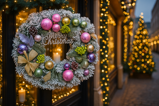 Pastel Frosted Holiday Wreath