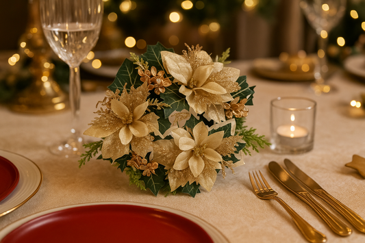 Golden Bloom Glitter Mini Wreath