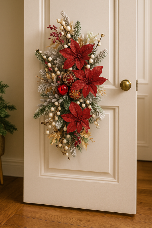 Snowflake Poinsettia Wreath