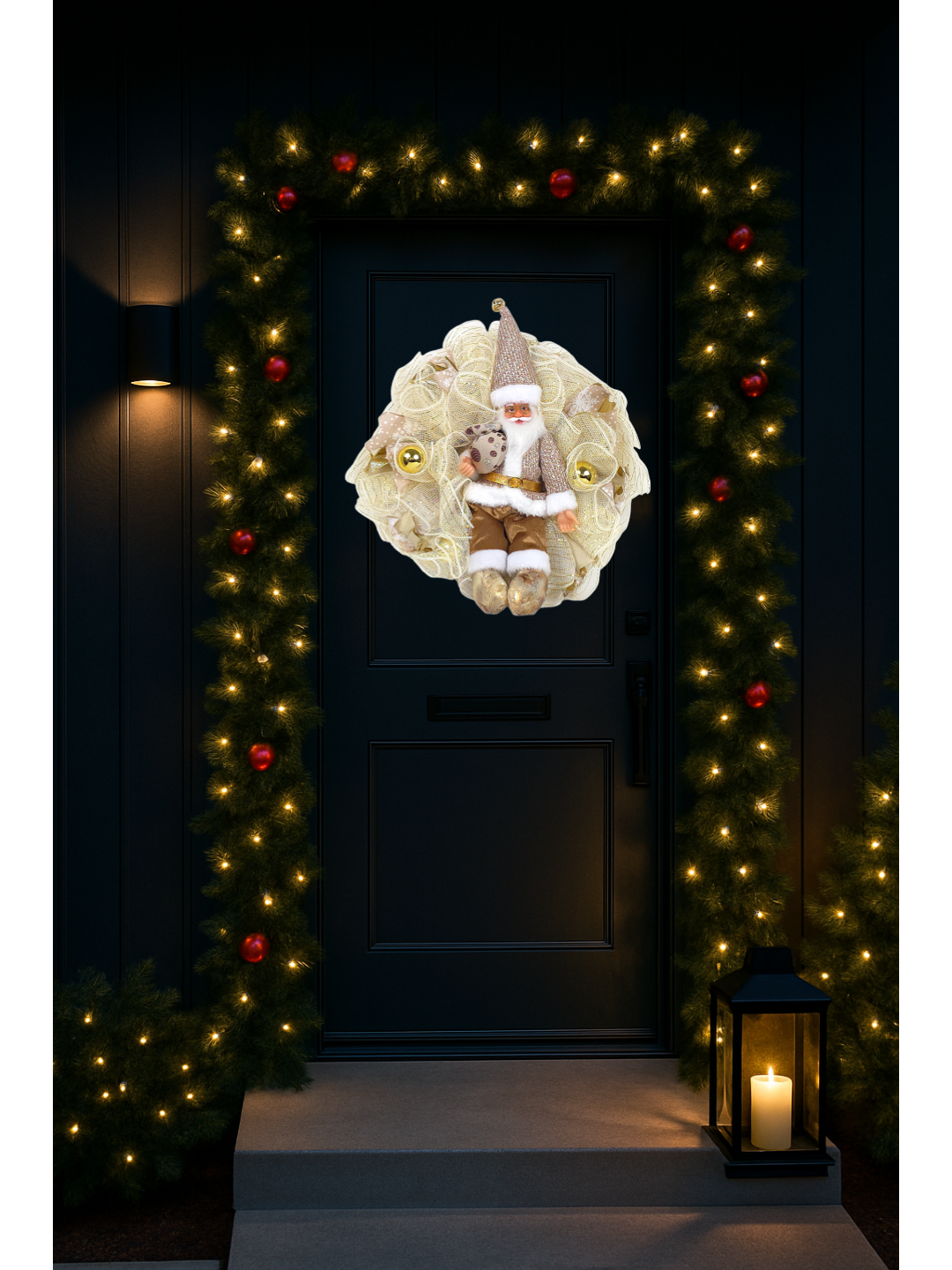 Decorative Wreath Golden Santa