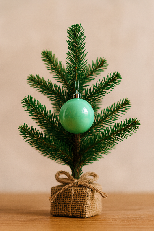 Cyan pearlescent baubles, 8cm, set of 6.