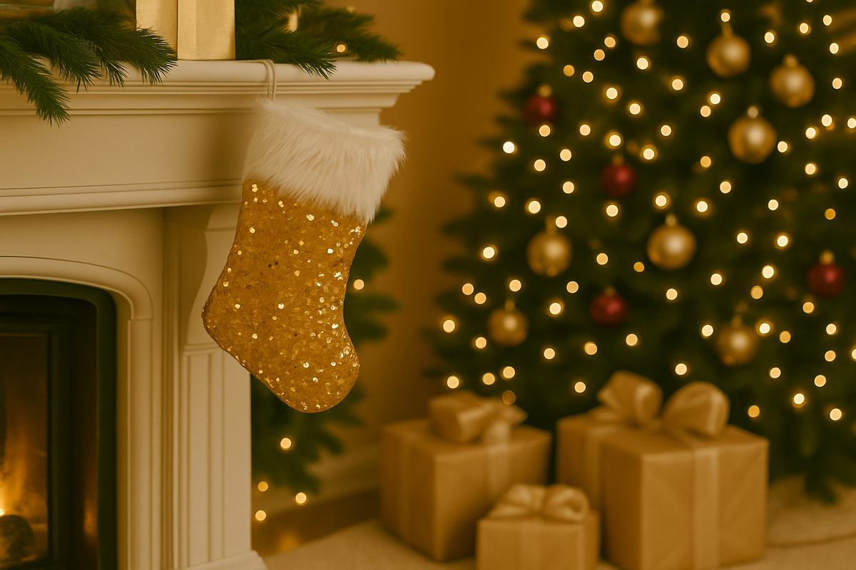 Golden Glam Sequin Stocking
