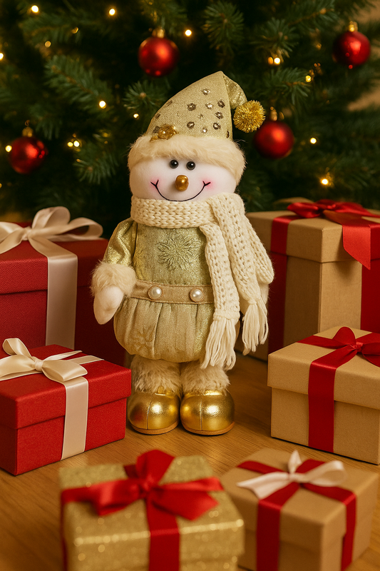 Golden Standing Snowman Figurine