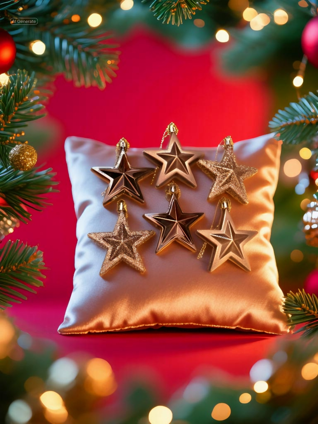 Brown Christmas star pendant ornaments – 7 cm set of 6