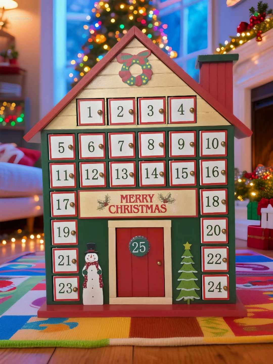 Wooden Advent Calendar House