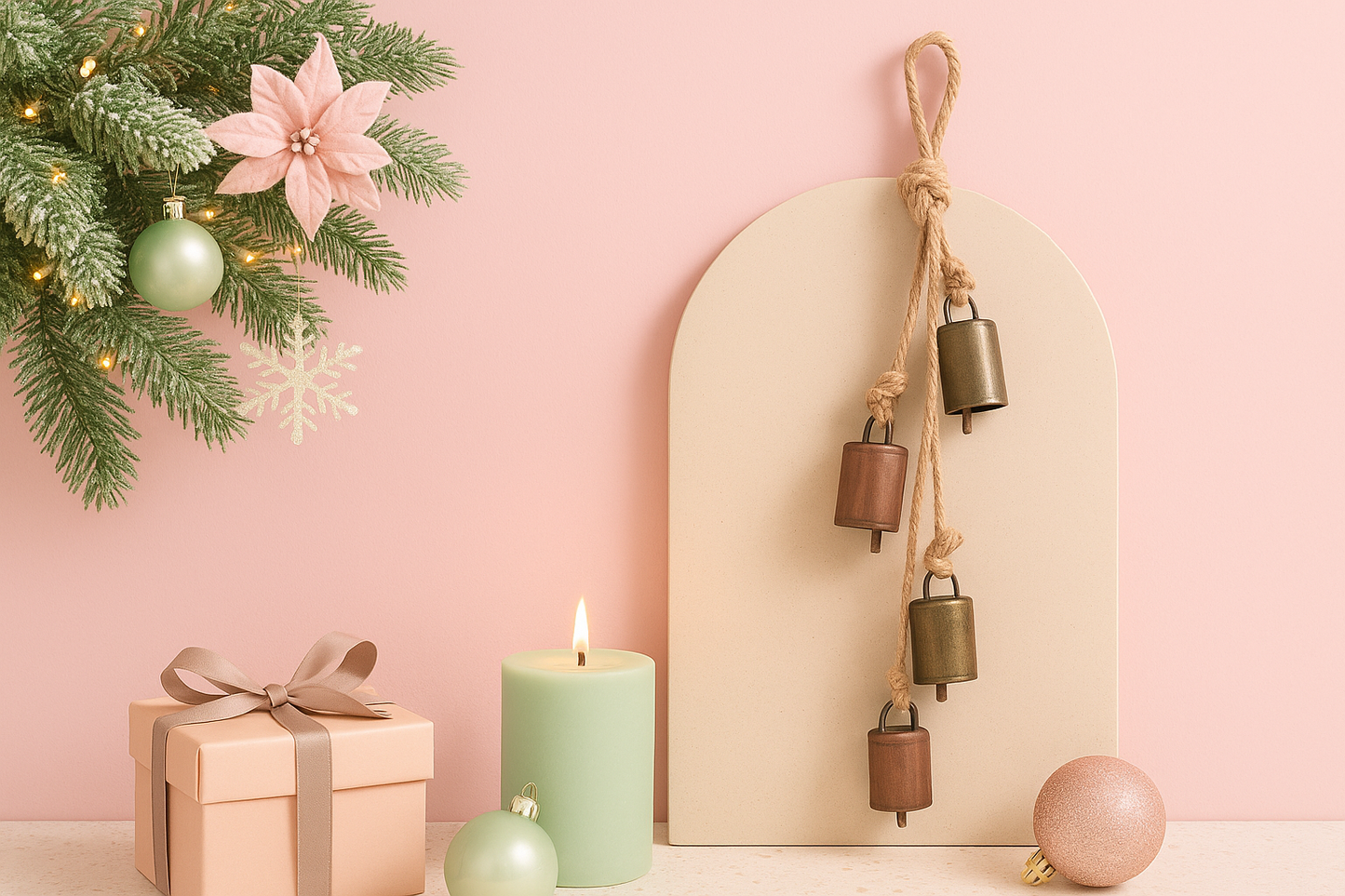 Rustic Dual-Tone Bell Garland (Set of 4)