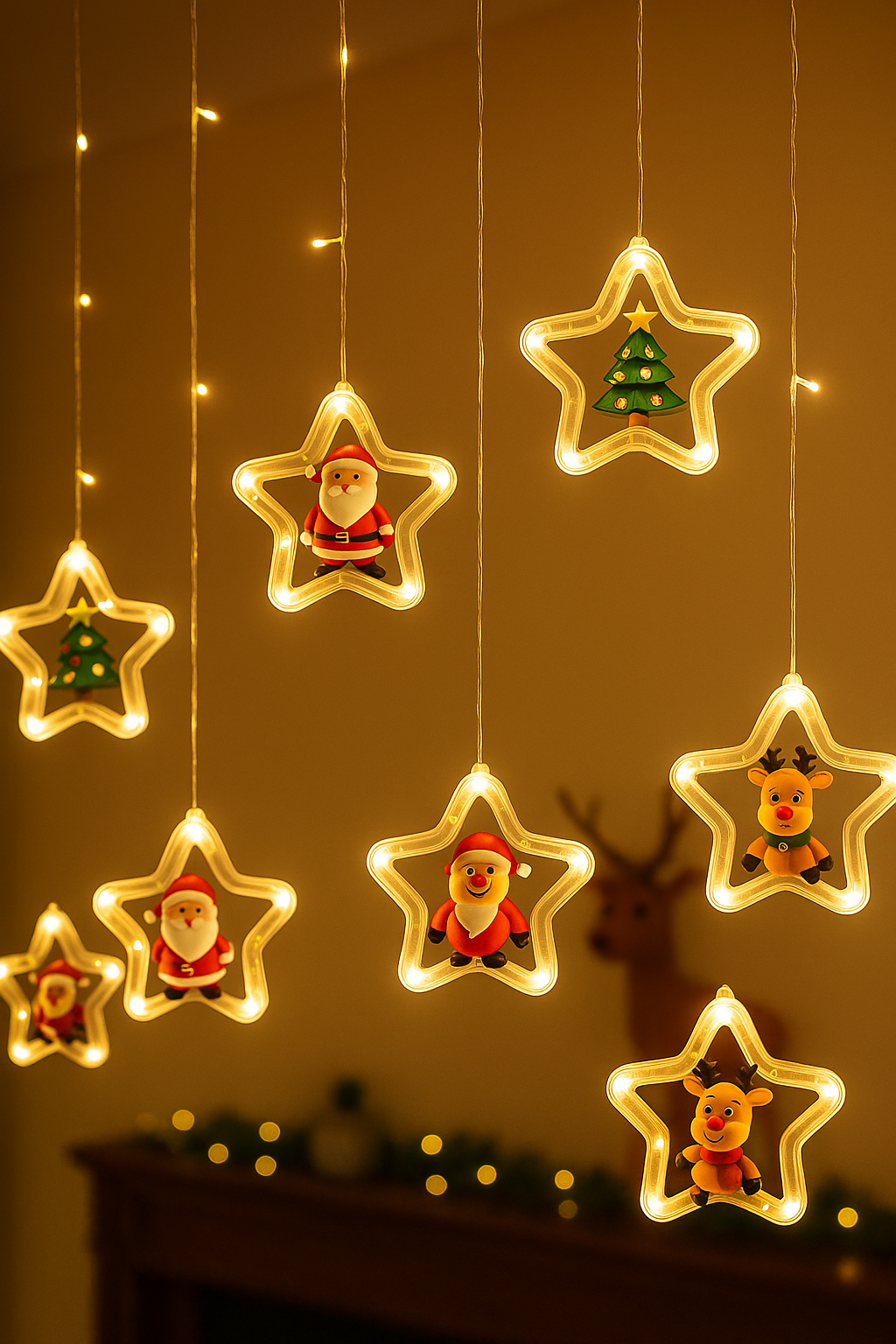 3 m USB curtain LED lights with Christmas dolls