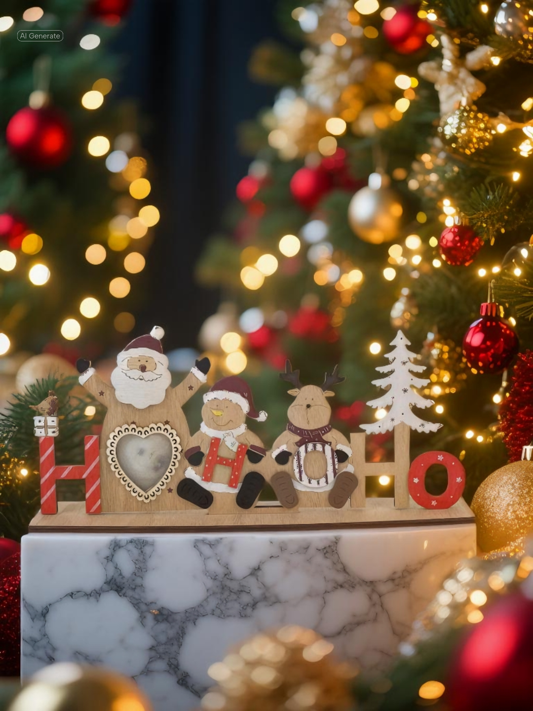 Light-Up “HO HO HO” Wooden Decor