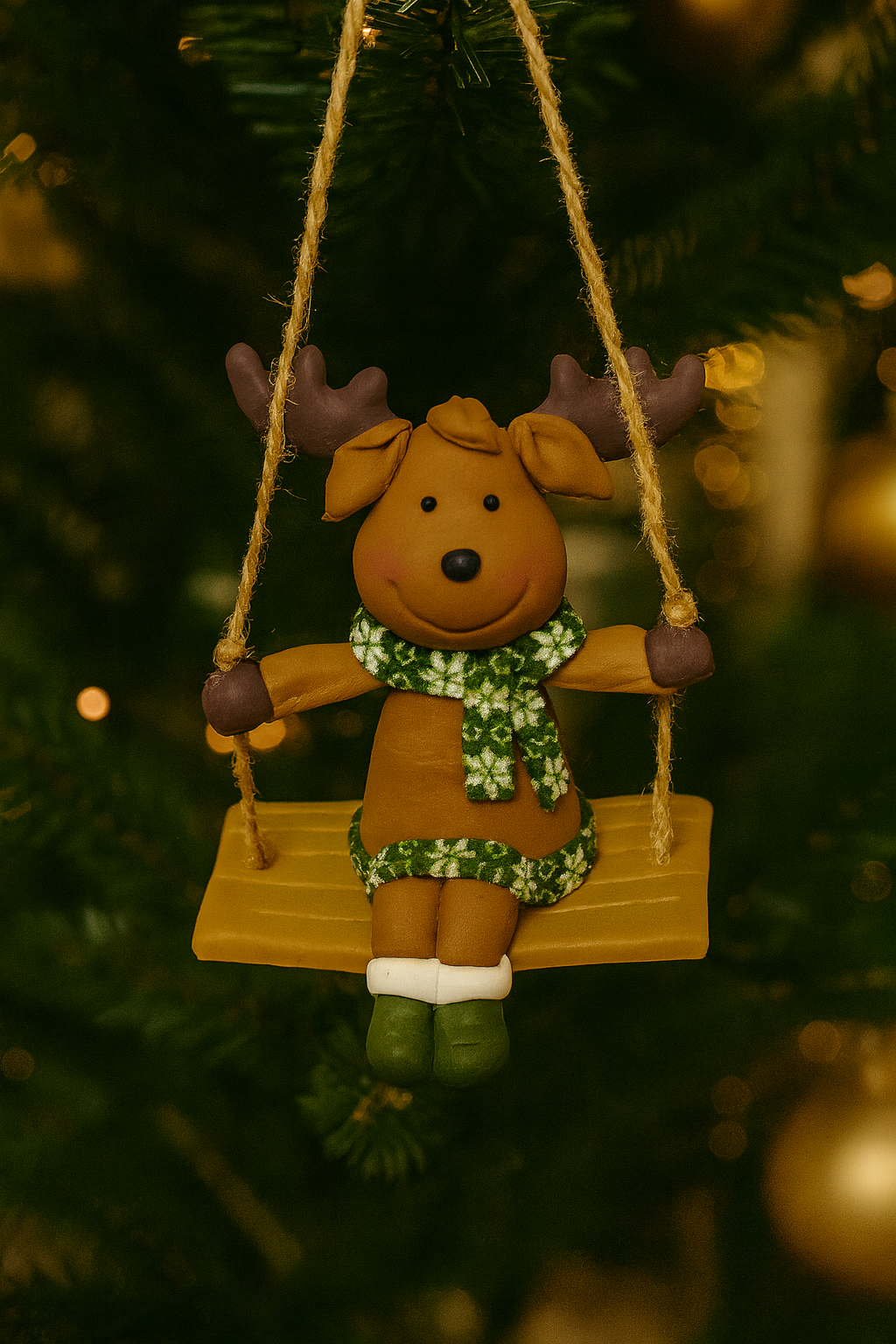 Jolly Reindeer on Swing Ornament