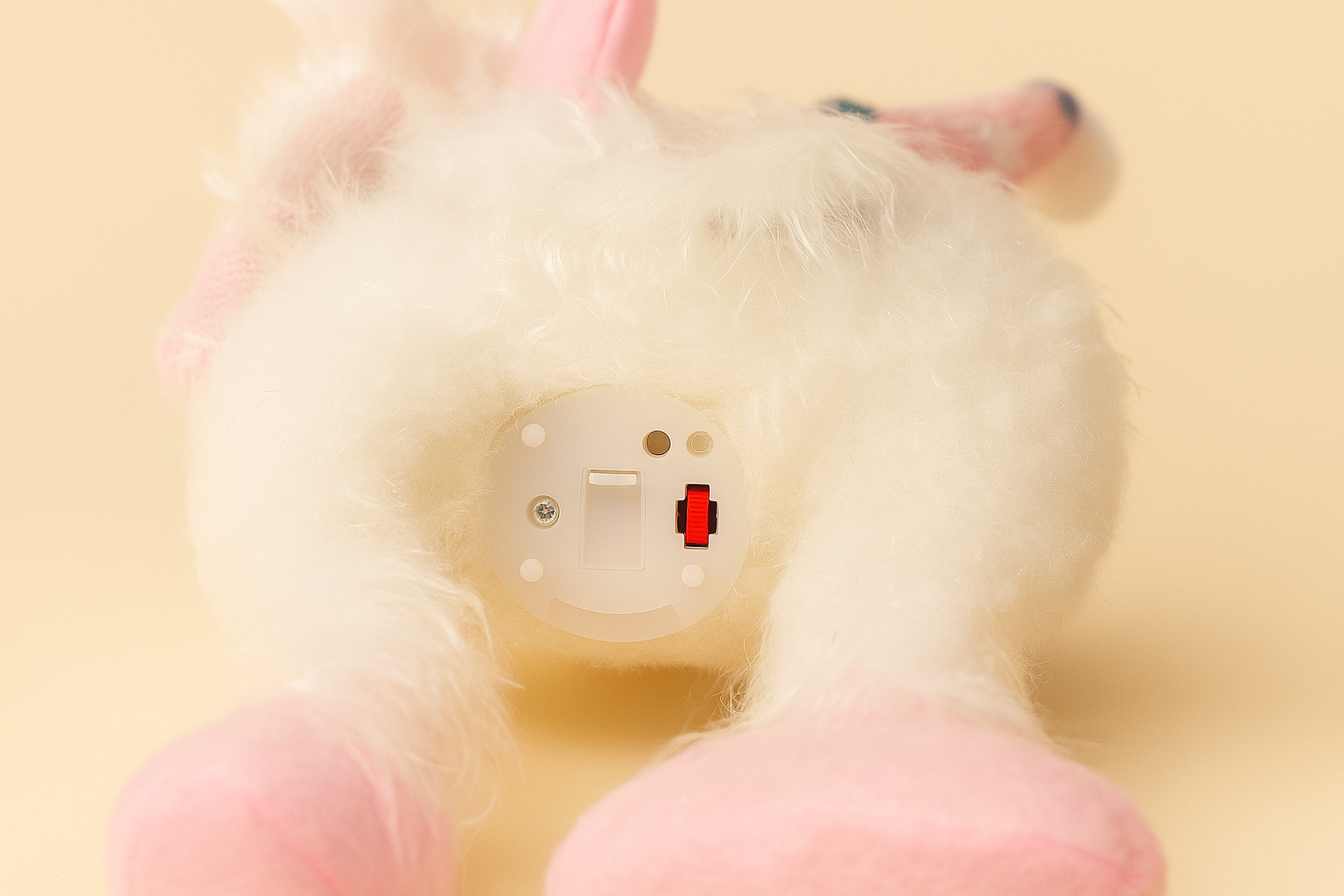 Glowing plush reindeer with pink hat and scarf, LED Christmas decoration