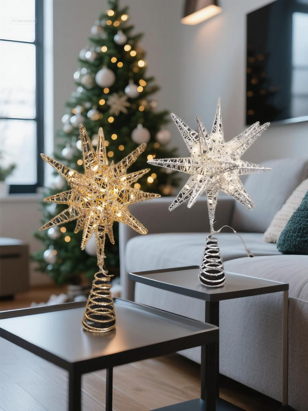 Glitter Starburst Tree Topper (Gold & Silver)
