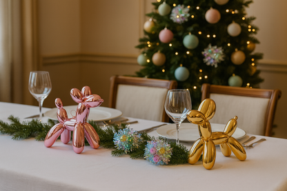 Balloon Dog Ornaments Set of 2 – Gold & Pink