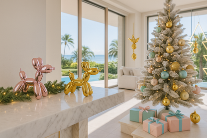 Balloon Dog Ornaments Set of 2 – Gold & Pink