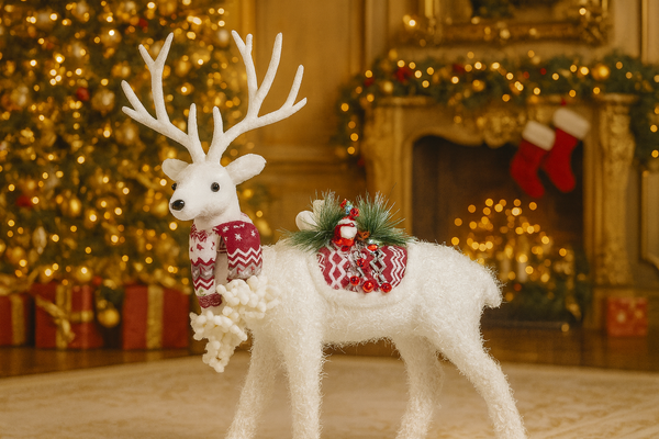 Elegant Large Reindeer with Festive Saddle