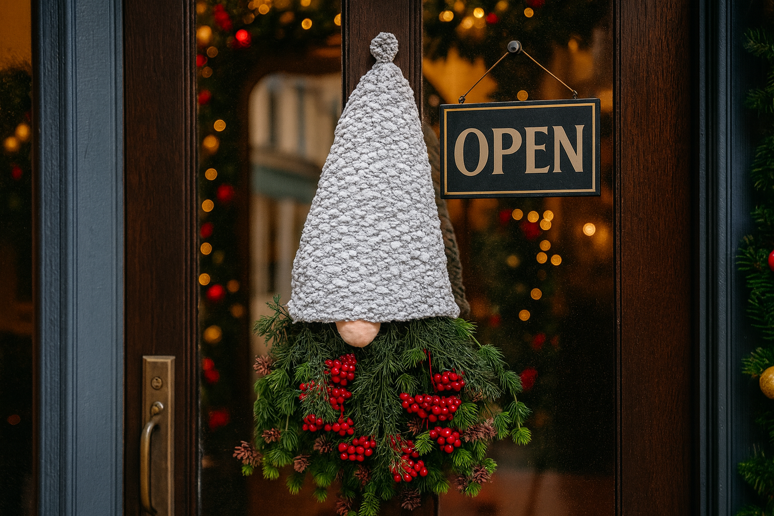 Christmas Gnome Wreath with Berries