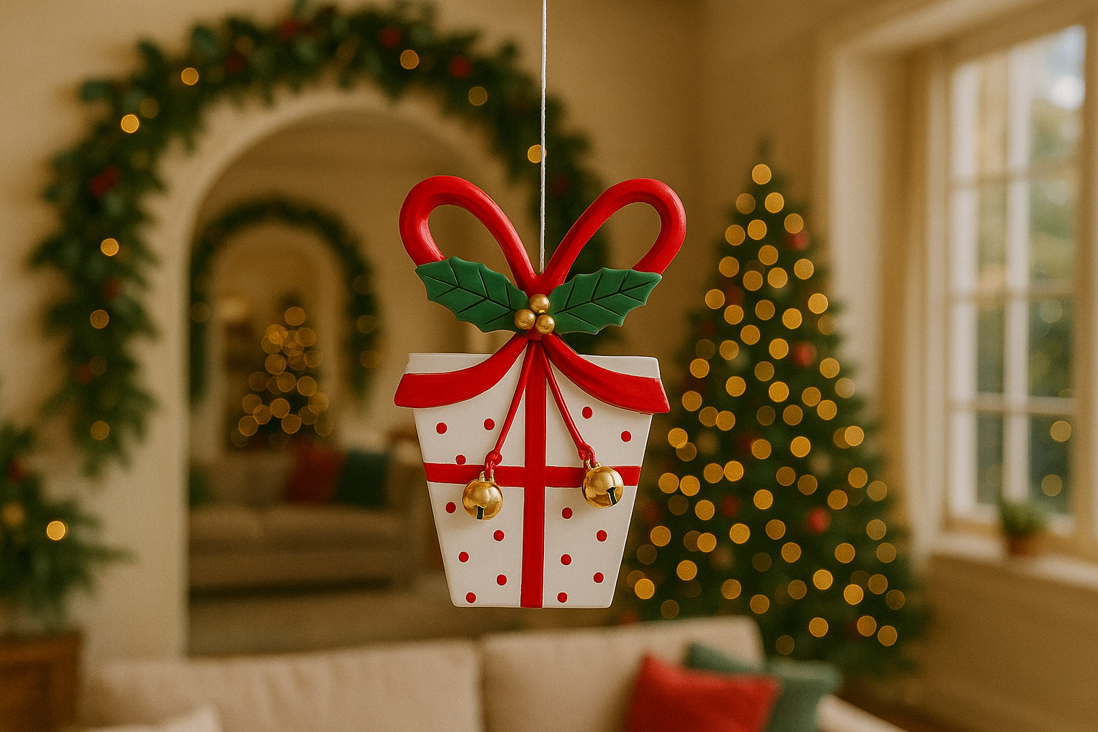 hand-painted iron gift box ornament