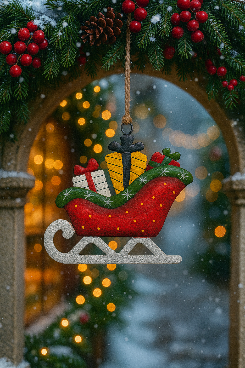 hand-painted sleigh ornament