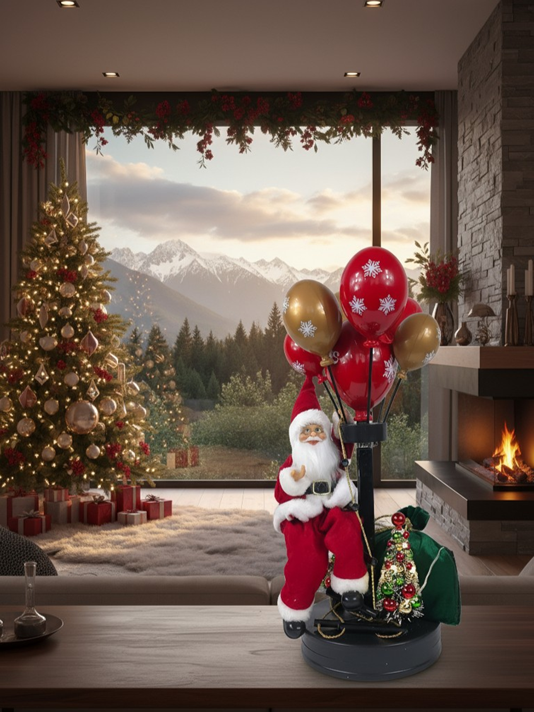 Santa balloon figurine with LED lights