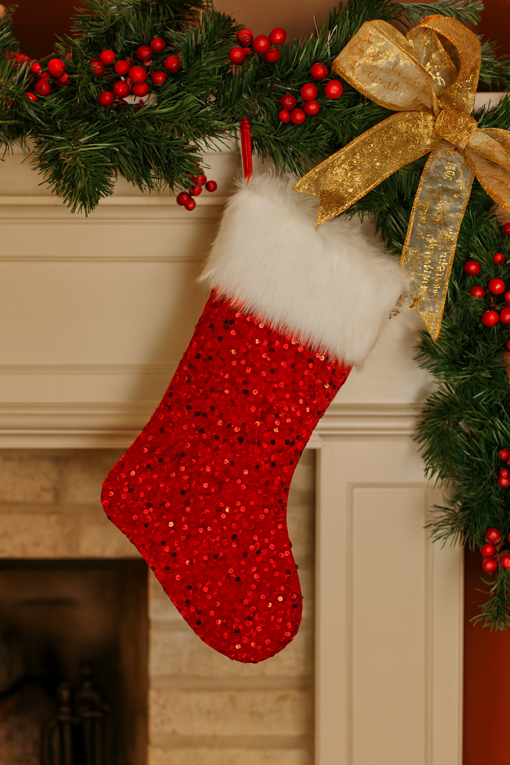 Red Glittery Christmas Stocking