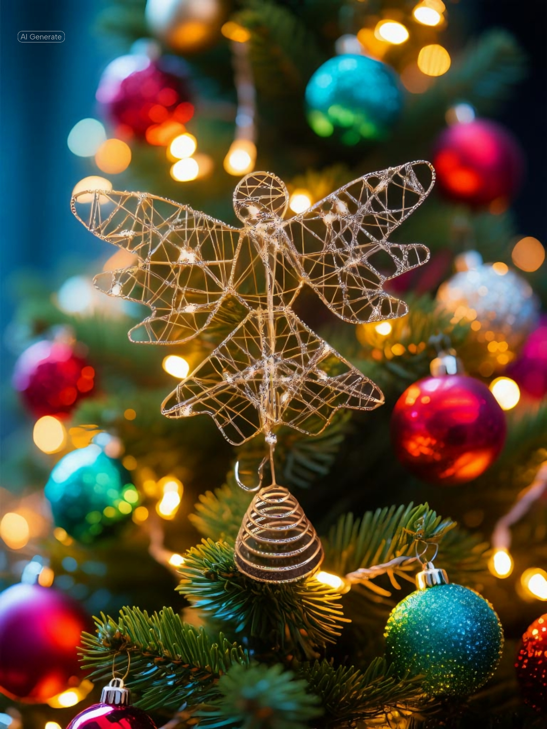 Christmas LED Angel Tree Topper Light