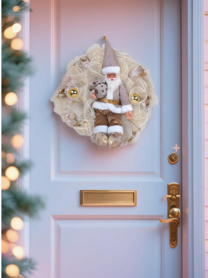 Decorative Wreath Golden Santa
