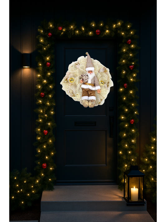 Decorative Wreath Golden Santa