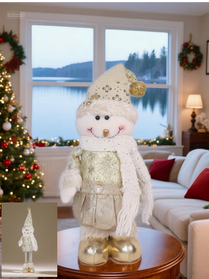 Golden Glow Snowman Figurine (Telescopic Legs)