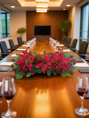 Red Poinsettia & Berry Pine Wreath