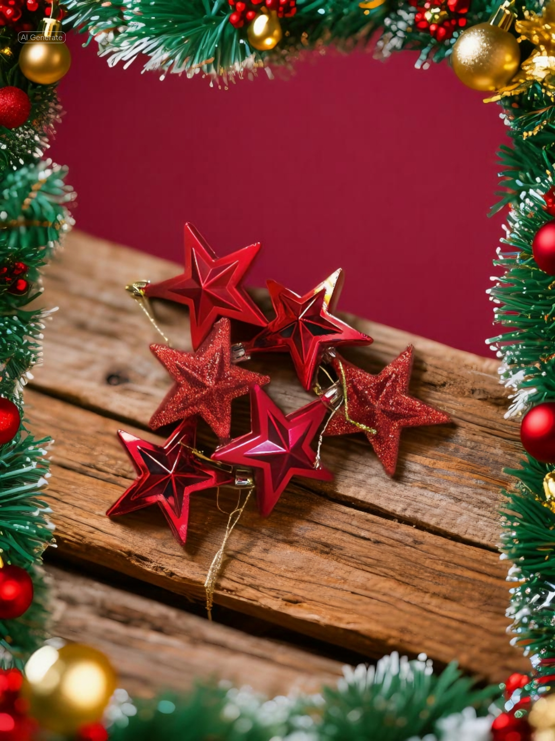 Red Christmas star pendant ornaments – 7 cm set of 6