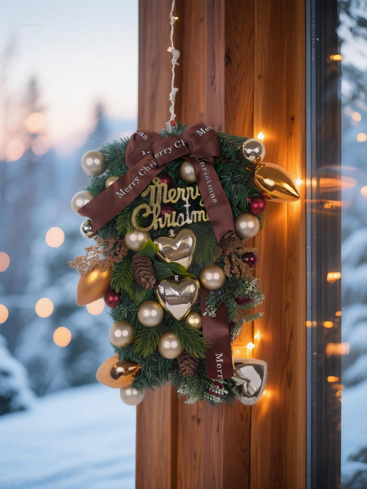 Gold upside-down Christmas ball wreath