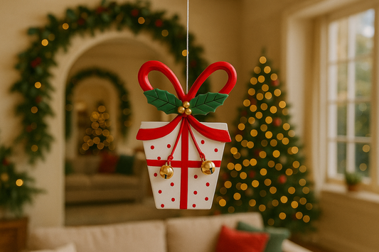 hand-painted iron gift box ornament