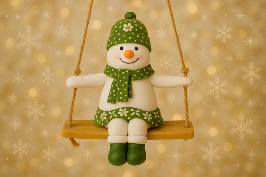 Snowman ornament on swing