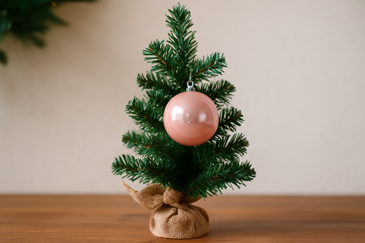 Coral pearlescent baubles, 8cm, set of 6.