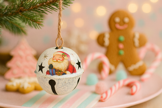 White Santa Christmas hanging bell