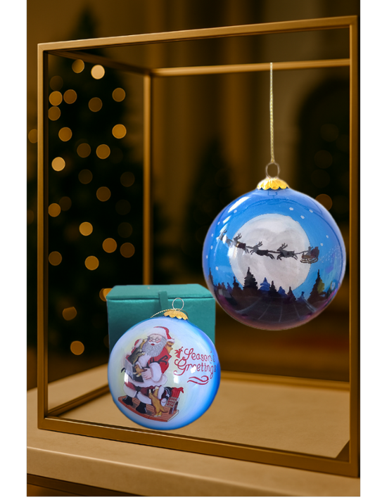 Santa & Puppies Joyful Bauble