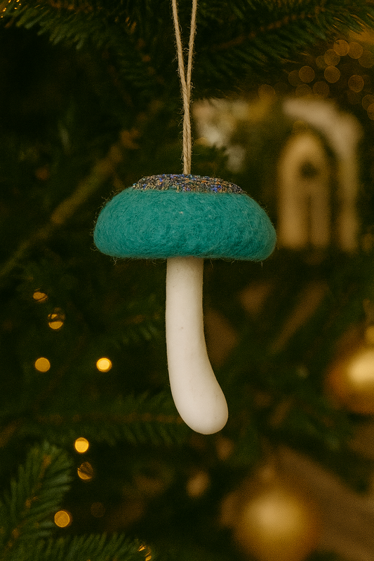 Wool felt mushroom Christmas ornament